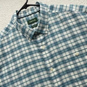 Orvis Button Down Shirt Mens XL Blue White Plaid Check Classic Fit Wrinkle Free